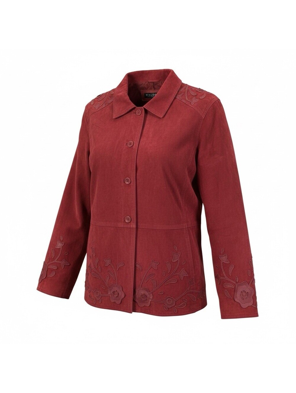 Vintage Dialogue Size 1X Leather Merlot Jacket Leather Appliqué